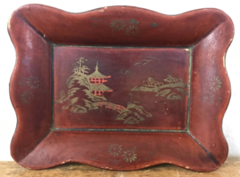 Vintage Antique Painted Japanese Pagoda Soap Dish Small Trinket Tray Woo... - £29.58 GBP