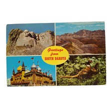 Postcard Greetings From South Dakota Multiview Mt Rushmore Corn Palace Posted - £6.23 GBP