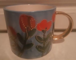 Anthropologie Francesca Kaye Atelier Floral Mug Red Tulips 3&quot; Tall - $17.81