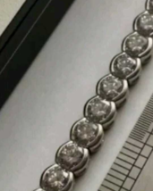 4mm Blanc Simulé Diamant Biseau Ensemble Tennis Bracelet 925 Argent 19.1cm - £166.07 GBP