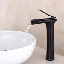 Single Hole Waterfall Vessel Sink Faucet Chrome Black Finish Basin Mixer... - £90.22 GBP