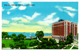 Del Prado Hotel Chicago Illinois Aerial View Unposted Postcard - £3.86 GBP