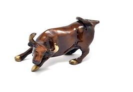 Charging Bull 5 Inches Brass Showpiece, Standard, Brown, Home Decor Showpiece - £28.96 GBP