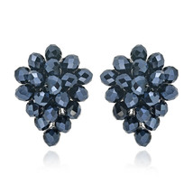 Midnight Forest Black Crystals Grape Clip On Earrings - $20.19