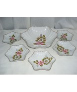 Vintage Porcelain 6 Piece Berry Bowl Set Dogwood Flower Gold Trim Germany - €127,66 EUR