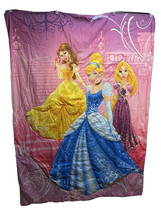 Disney Princesses Cinderella Belle Reversible Blanket Comforter Throw 56x41 - $39.59