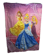 Disney Princesses Cinderella Belle Reversible Blanket Comforter Throw 56x41 - $39.59