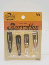 Vintage NOS 1975 Goody 4 Contour Barrettes Black Silver #7913 - $8.80 CAD