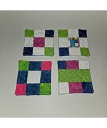 4 Fabric Coasters Decor Sewn Handmade Blue Green White Purple NEVER USED - £9.28 GBP