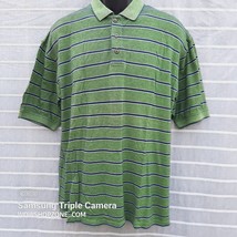 Bolle Golf Men&#39;s Logo Green Stripe Polo Shirt Medium 2 Ply Mercerized Co... - £19.62 GBP