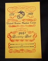 United States Marine Corps 191st Birthday Ball Program from 1966, Glenview IL - £23.53 GBP