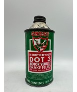 Vintage Crest Hi-Temp Heavy Duty DOT 3 Brake Fluid 12 Oz Cone Top Can - $24.04