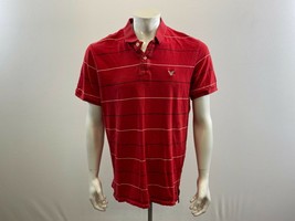 American Eagle Vintage Fit Men&#39;s Polo Shirt Size XLT Red White Striped  - $10.79 CAD