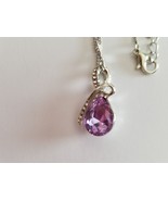 Fashion Jewelry ~ Silver-Tone ~ Teardrop Design with a Purple Crystal ~ ... - £17.55 GBP