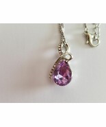 Fashion Jewelry ~ Silver-Tone ~ Teardrop Design with a Purple Crystal ~ ... - $22.44
