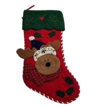 Christmas Stocking Happy Reindeer 2004 Prima Creations Kids Children Holiday - £17.82 GBP