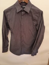 Apt 9 Men Clothing Striped medium black striped long sleeve button up shirt  - £7.47 GBP