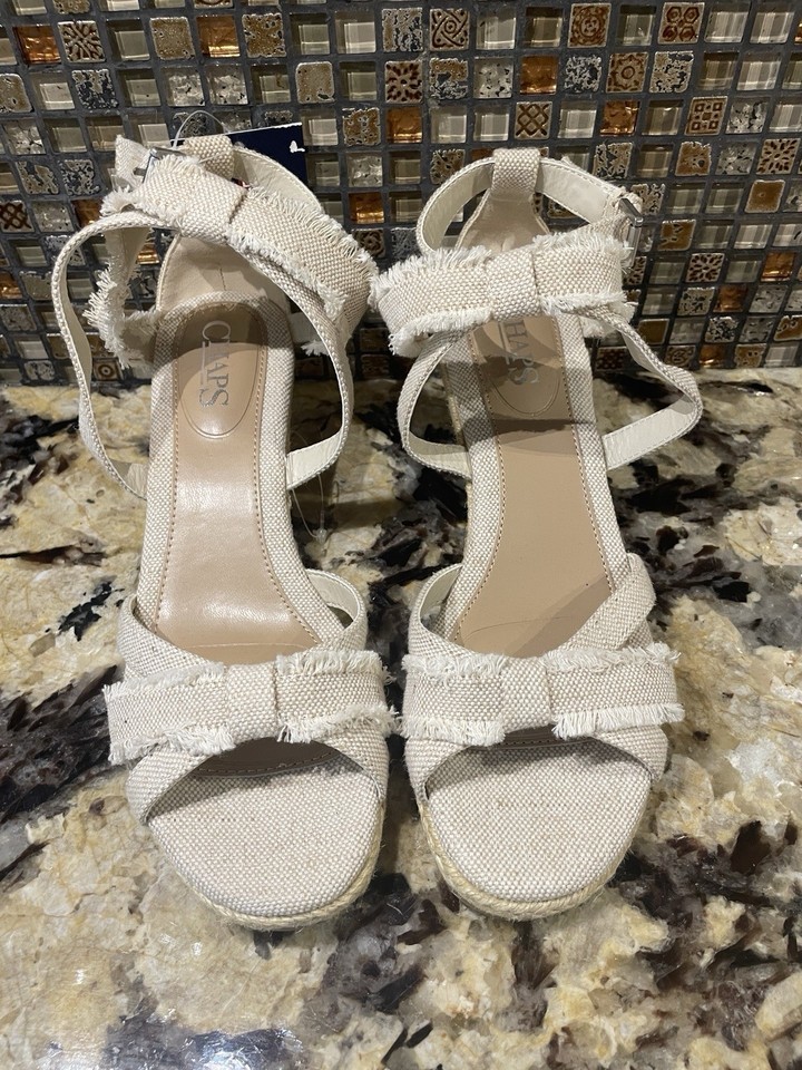 NWT Chap's Women's Sandals Wedge Sadria Washed Canvas size 7 Item image 13