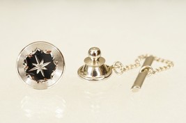 Vintage Lamode Sterling Silver Diamond North Star 13MM Tie Tack Mens Jewelry - £27.23 GBP