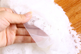 Off Shoulder V-Neck Long Sleeve Lace Crop Tops Boho Wedding Bridal Lace Top image 3