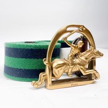 Polo Ralph Lauren Equestrian Stirrup Buckle Stripe Belt Size 36 - $116.09