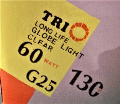 TRIO Vanity Bulb 60W 3.1&quot; dia, Clear 60 Watt 130 Volt E26 Medium Base 4 IN A LOT - £11.58 GBP