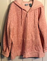 Classic Elements Woman Hooded Zip Pink Floral Print Sweatshirt Jacket Sz 20-22W - £11.86 GBP