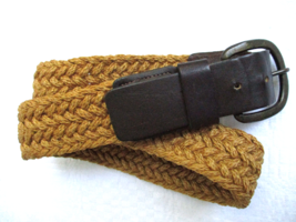 Harness Leather Braided Tan Rope Waist Belt Womens Size 34 Brass Plated ... - £26.03 GBP