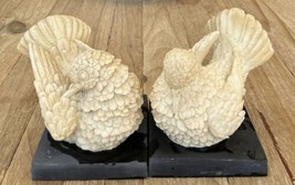 A. Santini Dove Bookends Italy Resin Marble Dust Black Stone Base - $99.00