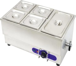 5-Pan Stainless Steel Food Warmer 110V Commercial Bain Marie Buffet Steam Table  - £161.25 GBP