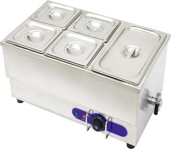 5-Pan Stainless Steel Food Warmer 110V Commercial Bain Marie Buffet Stea... - $205.00