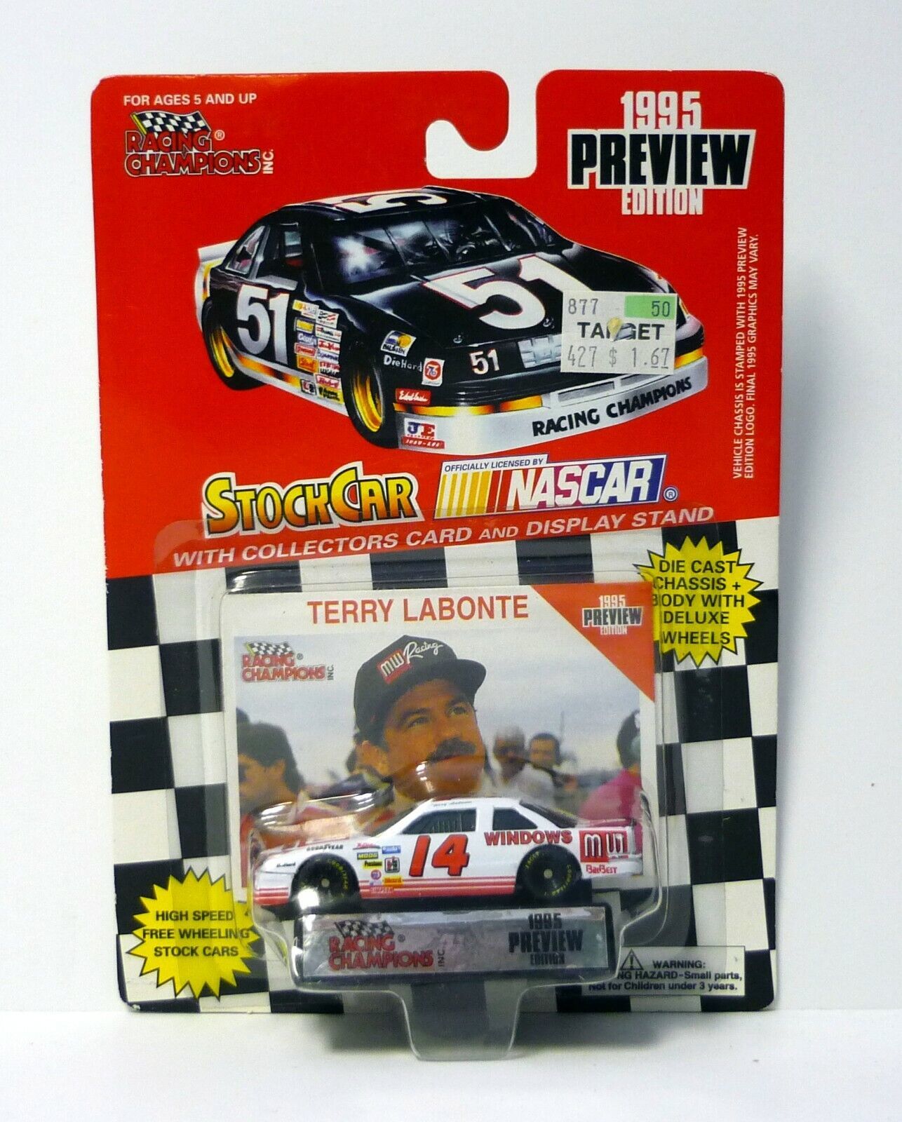 Racing Champions Terry Labonte #14 NASCAR Stock Car White Die-Cast Car 1994 - $7.42