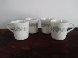 Set Of 4 Corning Ware Corelle Callaway Swirl Ivy Tea Coffee Cups Mugs - £25.31 GBP