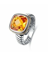 Drop Dead Gorgeous Rhodium Plated 4 Carat Golden Citrine Ring~Size 7~W/G... - $27.68 CAD