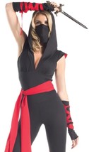 Mortal Ninja Costume Hooded Bodysuit Gloves Sash Leg Wraps Dragon BW1430 M/L - £47.76 GBP
