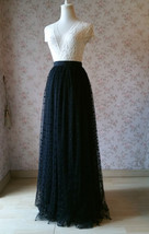 Black Tulle Maxi Skirt Outfit Women Custom Plus Size Black Dot Tulle Skirt image 5