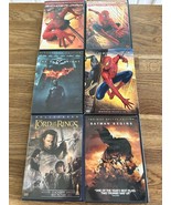 6 DVDs Batman Spiderman, Lord of the Rings: 6-Movie Lot - $342.65 MXN
