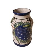 Mexican Talavera Pottery Hand Painted Vase Fruit 7.5&quot; Signed - $33.85