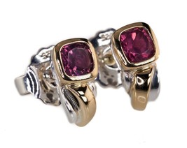 Gorgeous 18k Yellow Gold and Sterling Silver 1.20 Ct Pink Sapphire Stud Earrings - £854.52 GBP