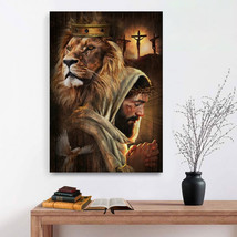 Watercolor lion Pray with Jesus Jesus on the cross Gift for Jesus Christ... - £18.13 GBP+