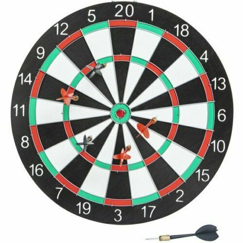 Dartboard Game Set 6 darts 2 Sided Board 15in Indoor Outdoor Game Gift Idea - $14.73