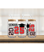 Senior Class of 2025 Black and Red | UV DTF 16oz Glass Can - €3,44 EUR