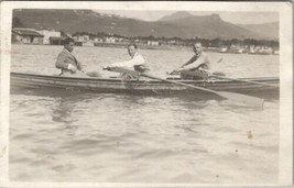 RPPC Men Rowing Cassarate Lugano 1919 to Patrick Family Ironwood MI Post... - $19.95