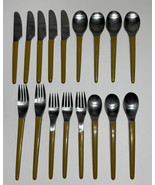 17 VTG Imperial Casual Ware MCM Stainless Flatware Lot Yellow Fork Spoon... - €42,14 EUR