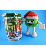 M&amp;M Peanut Candy Tin 1998 M&amp;M Sweet Shop 6&quot; + 6&quot; plush ornament green Vi... - £7.57 GBP