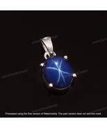 Blue Star Sapphire Pendant 925 Sterling Silver Handmade Sep Birthstone P... - £56.37 GBP