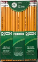Dixon No. 2 Yellow Pencils, Wood-Cased, Black Core, #2 HB Soft, 60 Count, Boxed - £13.16 GBP