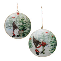 Metal Gnome Cardinal Forest Disc Ornament (Set of 6) - $1,244.26 MXN