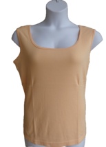 Roaman&#39;s Denim 24/7 Ribbed Cotton Scoop Neck Tank Top Plus S 12W  Lt. Peach - $5.45