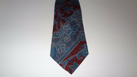 Tie Italianissimo Floral Striped Necktie 56&quot;  Burgundy Blue Gray 100% Po... - $21.04